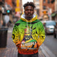 Menelik II Hoodie with Crowned Portrait, Ethiopia Never Colonized Text and Pan-African Abstract - African Pride