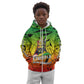 Menelik II Kid Hoodie with Crowned Portrait, Ethiopia Never Colonized Text and Pan-African Abstract - African Pride