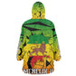 Menelik II Kid Wearable Blanket Hoodie with Crowned Portrait, Ethiopia Never Colonized Text and Pan-African Abstract - African Pride
