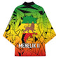 Menelik II Kimono with Crowned Portrait, Ethiopia Never Colonized Text and Pan-African Abstract - African Pride