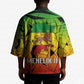 Menelik II Kimono with Crowned Portrait, Ethiopia Never Colonized Text and Pan-African Abstract - African Pride