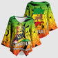 Menelik II Kimono Sleeve Blouse with Crowned Portrait, Ethiopia Never Colonized Text and Pan-African Abstract - African Pride