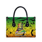 Menelik II Leather Bag with Crowned Portrait, Ethiopia Never Colonized Text and Pan-African Abstract - African Pride