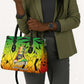 Menelik II Leather Bag with Crowned Portrait, Ethiopia Never Colonized Text and Pan-African Abstract - African Pride