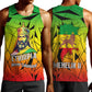 Menelik II Men Tank Top with Crowned Portrait, Ethiopia Never Colonized Text and Pan-African Abstract - African Pride