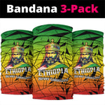 Menelik II Neck Gaiter with Crowned Portrait, Ethiopia Never Colonized Text and Pan-African Abstract - African Pride