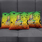 Menelik II Pillow Cover with Crowned Portrait, Ethiopia Never Colonized Text and Pan-African Abstract - African Pride