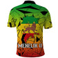 Menelik II Polo Shirt with Crowned Portrait, Ethiopia Never Colonized Text and Pan-African Abstract - African Pride
