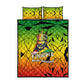 Menelik II Quilt Bed Set with Crowned Portrait, Ethiopia Never Colonized Text and Pan-African Abstract - African Pride