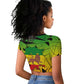 Menelik II Raglan Cropped T shirt with Crowned Portrait, Ethiopia Never Colonized Text and Pan-African Abstract - African Pride