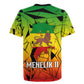 Menelik II Rugby Jersey with Crowned Portrait, Ethiopia Never Colonized Text and Pan-African Abstract - African Pride
