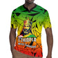 Menelik II Rugby Jersey with Crowned Portrait, Ethiopia Never Colonized Text and Pan-African Abstract - African Pride