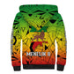 Menelik II Sherpa Hoodie with Crowned Portrait, Ethiopia Never Colonized Text and Pan-African Abstract - African Pride