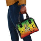 Menelik II Shoulder Handbag with Crowned Portrait, Ethiopia Never Colonized Text and Pan-African Abstract - African Pride