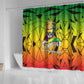 Menelik II Shower Curtain with Crowned Portrait, Ethiopia Never Colonized Text and Pan-African Abstract - African Pride