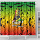 Menelik II Shower Curtain with Crowned Portrait, Ethiopia Never Colonized Text and Pan-African Abstract - African Pride