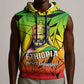 Menelik II Sleeveless Hoodie with Crowned Portrait, Ethiopia Never Colonized Text and Pan-African Abstract - African Pride
