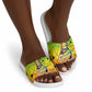 Menelik II Slide Sandals with Crowned Portrait, Ethiopia Never Colonized Text and Pan-African Abstract - African Pride