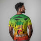 Menelik II T shirt with Crowned Portrait, Ethiopia Never Colonized Text and Pan-African Abstract - African Pride