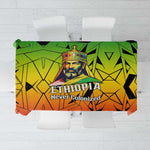 Menelik II Tablecloth with Crowned Portrait, Ethiopia Never Colonized Text and Pan-African Abstract - African Pride