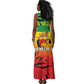 Menelik II Tank Maxi Dress with Crowned Portrait, Ethiopia Never Colonized Text and Pan-African Abstract - African Pride