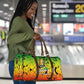 Menelik II Travel Bag with Crowned Portrait, Ethiopia Never Colonized Text and Pan-African Abstract - African Pride
