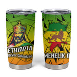 Menelik II Tumbler Cup with Crowned Portrait, Ethiopia Never Colonized Text and Pan-African Abstract - African Pride