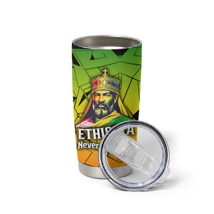 Menelik II Tumbler Cup with Crowned Portrait, Ethiopia Never Colonized Text and Pan-African Abstract - African Pride