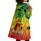 Menelik II Wearable Blanket Hoodie with Crowned Portrait, Ethiopia Never Colonized Text and Pan-African Abstract - African Pride