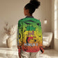 Menelik II Women Casual Shirt with Crowned Portrait, Ethiopia Never Colonized Text and Pan-African Abstract - African Pride