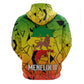 Menelik II Zip Hoodie with Crowned Portrait, Ethiopia Never Colonized Text and Pan-African Abstract - African Pride