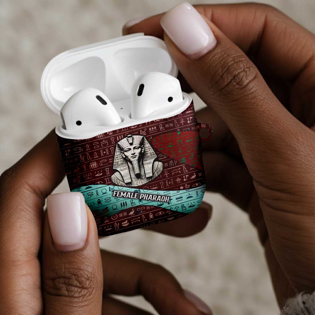 Hatshepsut AirPods Case with Pharaoh Bust Illustration, Female Pharaoh Title and Egyptian Hieroglyph - African Pride