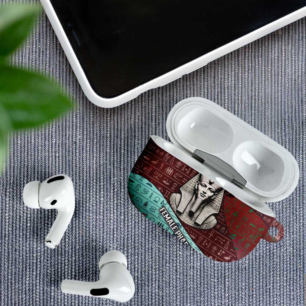 Hatshepsut AirPods Case with Pharaoh Bust Illustration, Female Pharaoh Title and Egyptian Hieroglyph - African Pride