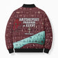 Hatshepsut Bomber Puffer Jacket with Pharaoh Bust Illustration, Female Pharaoh Title and Egyptian Hieroglyph - African Pride