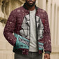 Hatshepsut Bomber Puffer Jacket with Pharaoh Bust Illustration, Female Pharaoh Title and Egyptian Hieroglyph - African Pride