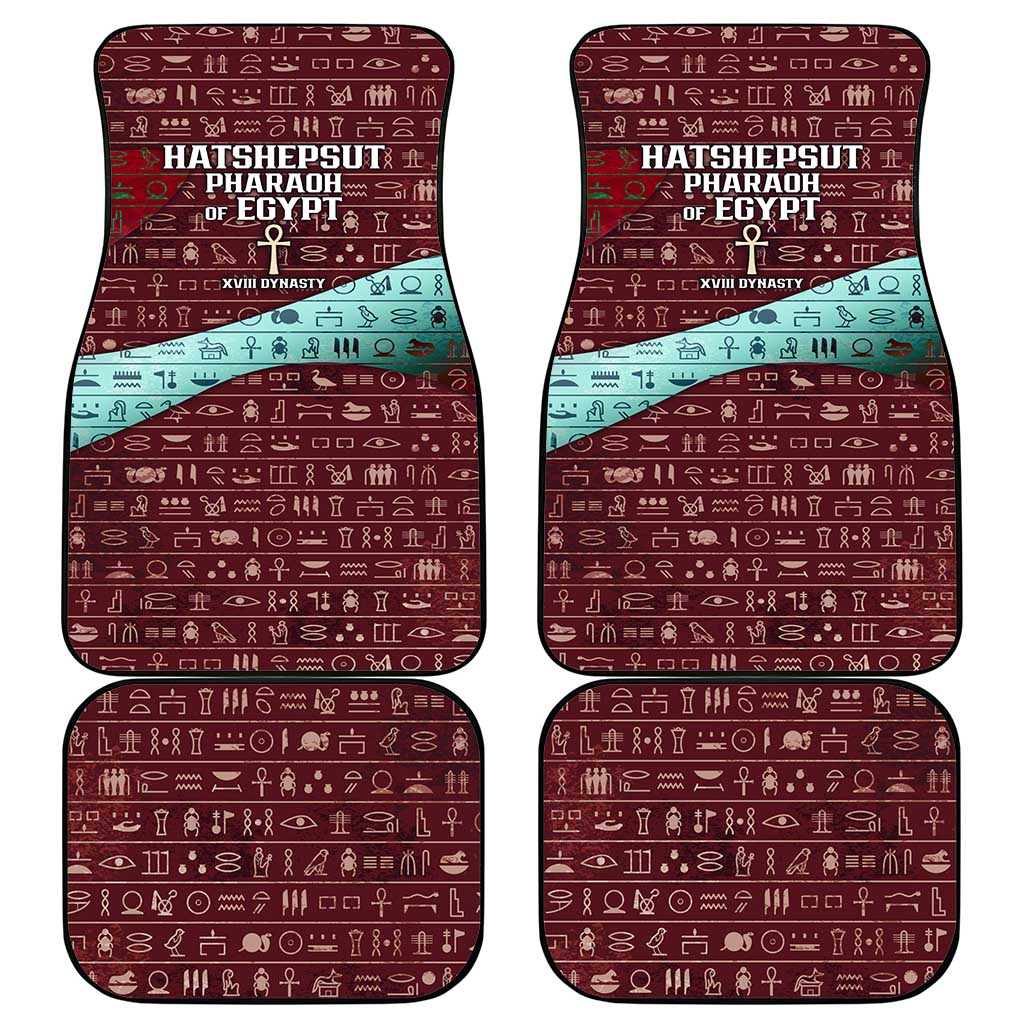 Hatshepsut Car Mats with Pharaoh Bust Illustration, Female Pharaoh Title and Egyptian Hieroglyph - African Pride