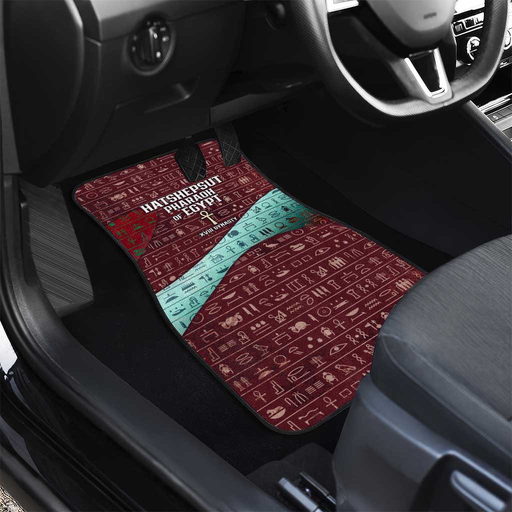 Hatshepsut Car Mats with Pharaoh Bust Illustration, Female Pharaoh Title and Egyptian Hieroglyph - African Pride