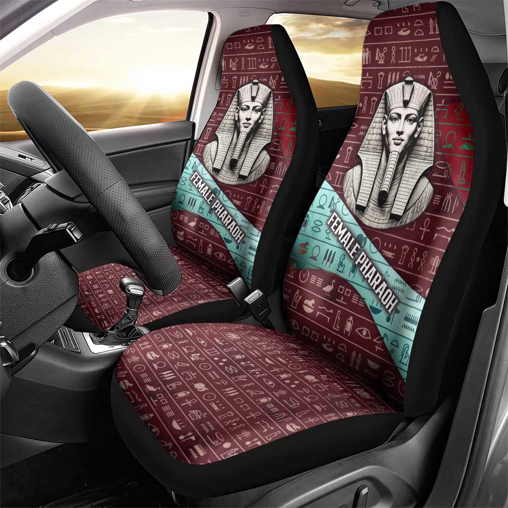 Hatshepsut Car Seat Cover with Pharaoh Bust Illustration, Female Pharaoh Title and Egyptian Hieroglyph - African Pride