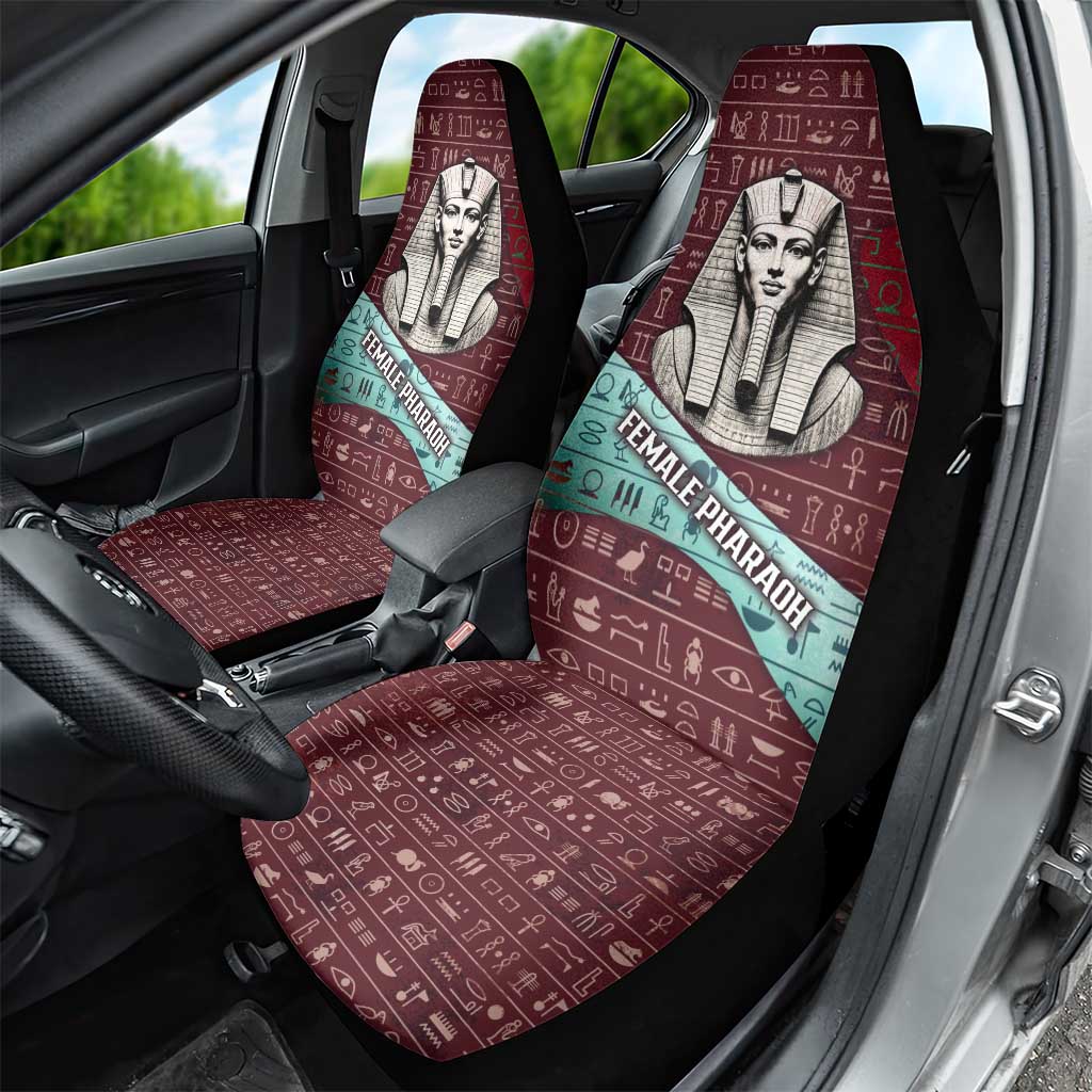 Hatshepsut Car Seat Cover with Pharaoh Bust Illustration, Female Pharaoh Title and Egyptian Hieroglyph - African Pride