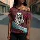 Hatshepsut Cross Shoulder Shirt with Pharaoh Bust Illustration, Female Pharaoh Title and Egyptian Hieroglyph - African Pride