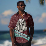 Hatshepsut Hawaiian Shirt with Pharaoh Bust Illustration, Female Pharaoh Title and Egyptian Hieroglyph - African Pride