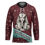 Hatshepsut Hockey Jersey with Pharaoh Bust Illustration, Female Pharaoh Title and Egyptian Hieroglyph - African Pride