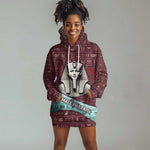 Hatshepsut Hoodie Dress with Pharaoh Bust Illustration, Female Pharaoh Title and Egyptian Hieroglyph - African Pride