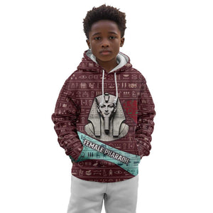 Hatshepsut Kid Hoodie with Pharaoh Bust Illustration, Female Pharaoh Title and Egyptian Hieroglyph - African Pride