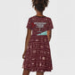 Hatshepsut Kid Short Sleeve Dress with Pharaoh Bust Illustration, Female Pharaoh Title and Egyptian Hieroglyph - African Pride