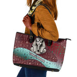 Hatshepsut Leather Tote Bag with Pharaoh Bust Illustration, Female Pharaoh Title and Egyptian Hieroglyph - African Pride