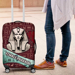 Hatshepsut Luggage Cover with Pharaoh Bust Illustration, Female Pharaoh Title and Egyptian Hieroglyph - African Pride
