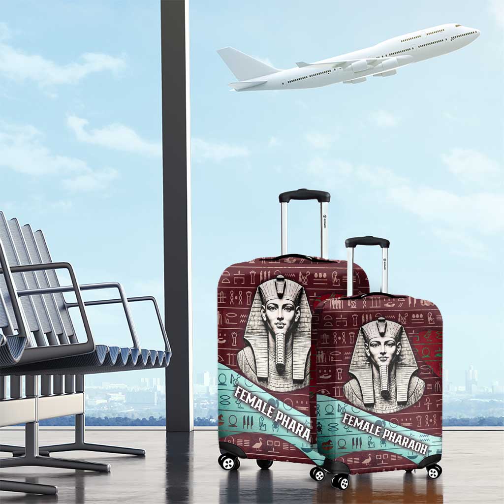 Hatshepsut Luggage Cover with Pharaoh Bust Illustration, Female Pharaoh Title and Egyptian Hieroglyph - African Pride