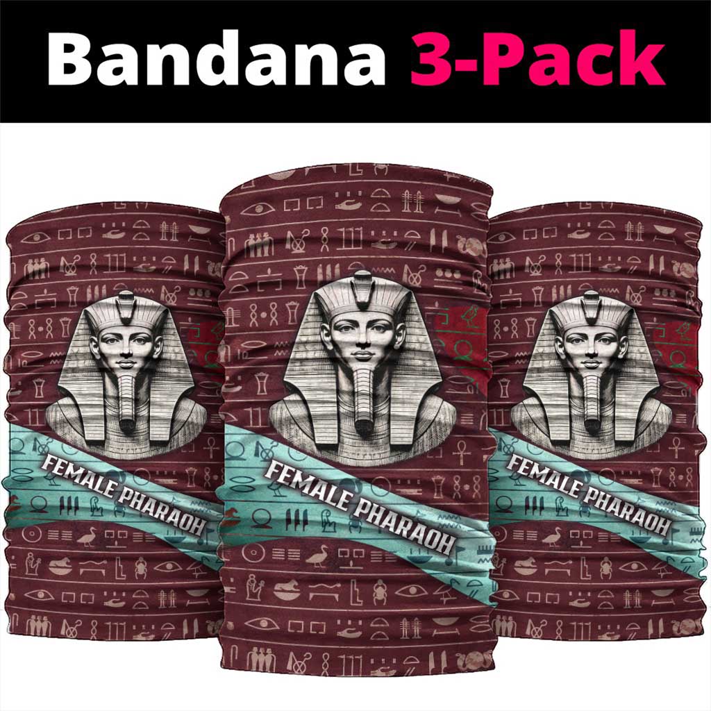 Hatshepsut Neck Gaiter with Pharaoh Bust Illustration, Female Pharaoh Title and Egyptian Hieroglyph - African Pride