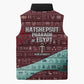 Hatshepsut Sleeveless Puffer Jacket with Pharaoh Bust Illustration, Female Pharaoh Title and Egyptian Hieroglyph - African Pride